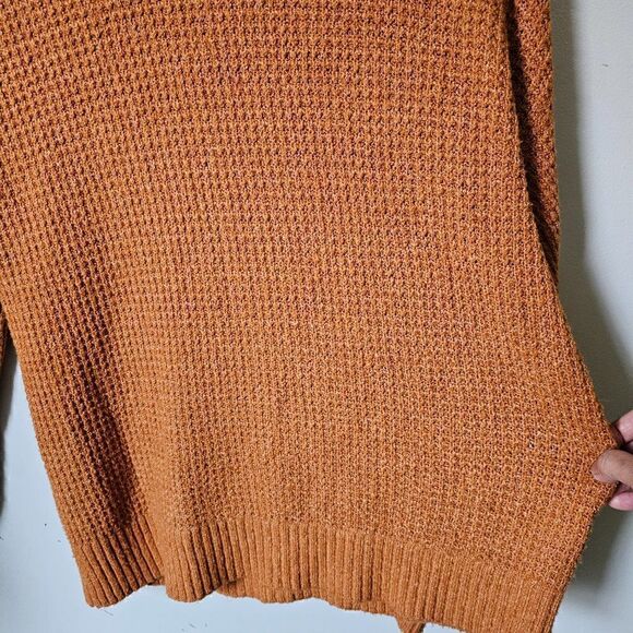 EUC AMERICAN EAGLE OUTFITTERS CAMEL WAFFLE KNIT CREW NECK PULLOVER SWEATER XS - Picture 9 of 13